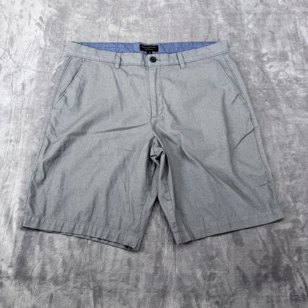 Banana Republic Emerson Shorts Men 36 Grey Cotton Micro Pattern Flat Front 9.5in